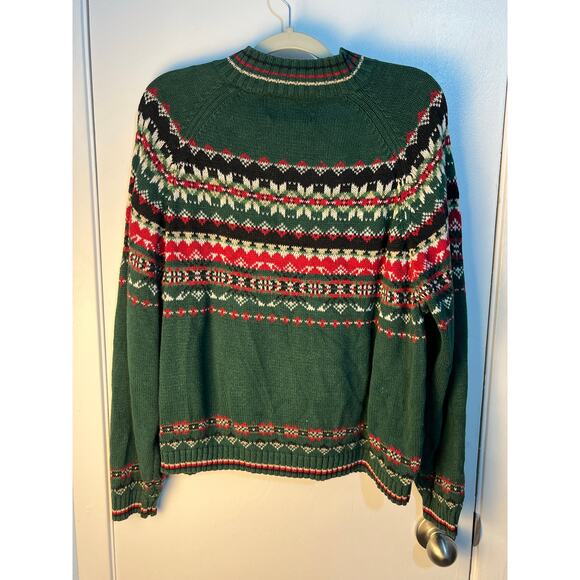 Tiara Int Cardigan Ugly Christmas Sweater XL Green Fair Isle Granny Core - Picture 4 of 5